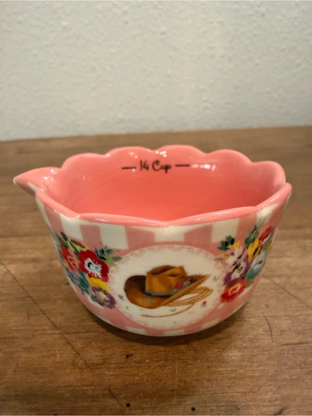 Pioneer Woman Farm Animal Stoneware Measuring Cups Set of 4 NWOT Floral Gingham